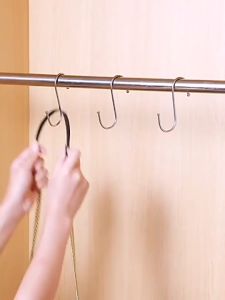 Stainless Steel S-Shape Hook Multi-function Railing S Hanger Hook Clasp Holder Hooks Hanging Storage Tools for Hanging Clothes Kitchen Office
