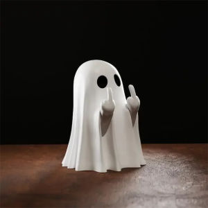 Ghost Resin Statue Middle Finger Figurine Spooky Halloween Decor For Shelf Mantel Coffee Table Display Homes Party Ornament 2025