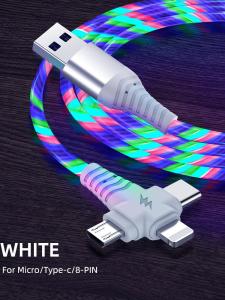 Colorful Light USB Data Cable Three-in-One Adapter for Type-C Android Flashlight Popular Blue Rain Brand Bendable Head