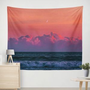 VIKAMA Bridge Orange Cloud Landscape Tapestry Ins Healing Twilight Sky Photography Background Cloth Wall Decoration Room Decor