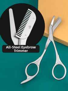 LVSHANGJIA | Eyebrow Trimming Scissors with Comb Stainless Steel Eyebrow Trimmer for Women