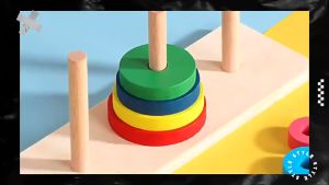 Tower Of Hanoi Educational Toys Wooden Montessori Building Blocks Early Learning Color Shape Match