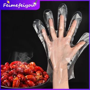 50 peices Disposible Gloves for food PE Food safety material plastic Glove Protect hand from oil water bacteria