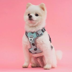 No-Pull Dog Harness Air Mesh 4 Buckles Adjustable Slim Vest with Control Handle | Cooling Reflective Cute Designs | Small Medium Dogs