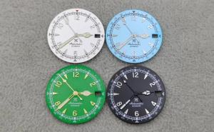 High Quality 28.5mm White Black Blue Green Date NH35 Matte Watch Dial Green Luminous For SKX Mod For NH35 NH36 4R 7S Movement