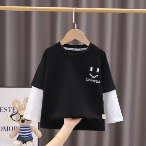 Baby round Neck T-Shirt Cotton Sweat Absorbent Inner Wear Children Spring Autumn Cartoon Print Boys Girls Kids Base Shirt