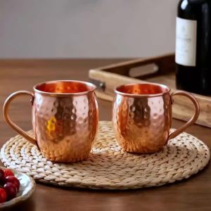 100% Copper Moscow Mule Mug Durable Coppery Beer Mugs 12OZ Coffee Mug Milk Cup Pure Copper Bar Cup Drinkware