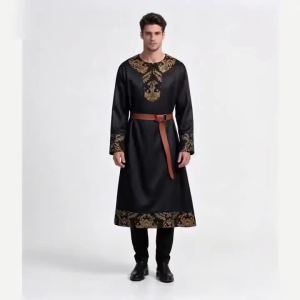 Áo Choàng Nam Cổ Điển In Họa Tiết Baroque Vàng Kiểu Trung Cổ Thời Phục Hưng Tay Dài Có Dây Lưng Trang Phục Cosplay Gothic Retro Cho Halloween