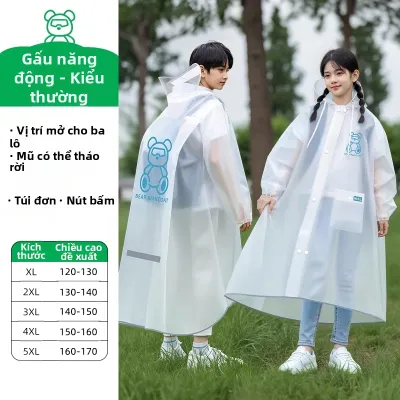 WANBAOLV | Áo Mưa Chống Thấm cho Học Sinh có Túi Đựng Ba Lô