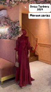 ZIVHA FASHION-AMANDA DRESS/SHIMMER SILK PREMIUM/GAMIS WANITA LEBARAN BUSUI/DRESS KONDANGAN MEWAH