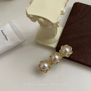 French-Inspired Gold Edged Pearl Hair Clip Duckbill Clip Elegant Hair Accessories One-Row Edge Clip Fresh out Original Design