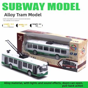 Retro 1:90 Trolleybus Toy Model Sound and Light Three-door Function