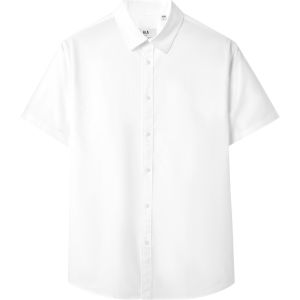 Business Casual Mens Shirt Long Sleeve Short Sleeve Workwear Large Size White Pure Color Inner Wear Summer Commute Standard Fit