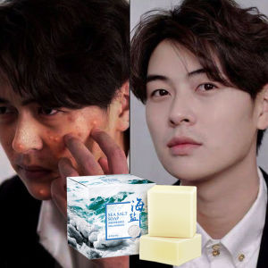 100g Sea Salt Soap Removal Pimple Pores Acne Treatment Cleaner Moisturizing Goat Milk Face Wash Soap Effectively Remove Mites Improve Skin Anti-Acne Whitening Face Wash Soap Treatment Cleaner removes blackheads