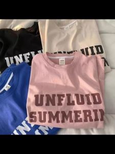 American Simple Round Neck Short Sleeve T-shirt Womens Summer Loose Street Versatile Korean Couple Costume T-shirt