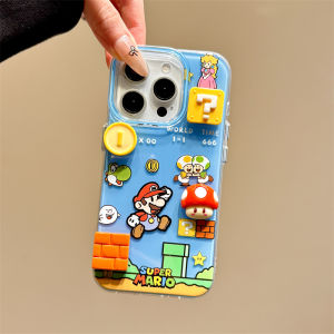 Cute Cartoon 3D Gold Coin Mushroom Mario Chain Design Silicone Phone Case for iPhone 16 pro Max Apple 14 15 New Model 15 pro Women 16 Dual Layer 13 PM