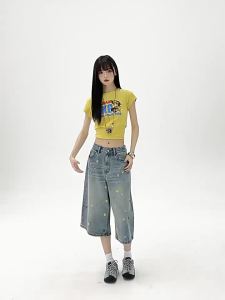 La Chapelle | Quần Jeans Đùi Rộng Thêu