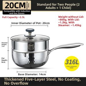 RONGCHUAN | Multipurpose Stainless Steel Coating-free Xueping Pot