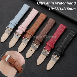 Ultra-thin Leather Watch Strap 10mm 12mm 14mm 16mm Vintage Cowhide Watch Band Women Straps Replacement Mini Bracelet Wristbelt