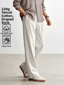 Smooth Cool Feeling Tencel Cotton Thin Casual Trousers
