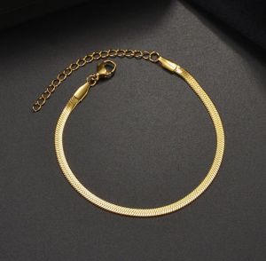 Gelang tangan pipih titanium anti karat/stainless steel pria/wanita