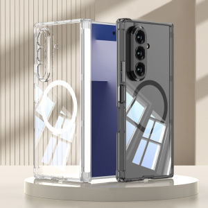 Hinge Protection Z Fold 7 Clear Anti-Drop Case Back Cover MagSafe Magnetic Ring Samsung Galaxy Z Fold7 Casing Four Corner Air Cushion Shockproof Transparent Phone Case Accessories