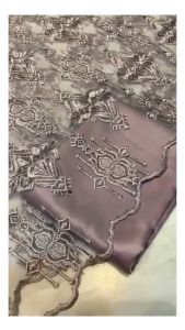 Bahan Kain Brokat Brukat Tile Bordir Etnik Mewah Diamond Series Warna Ungu Mauve