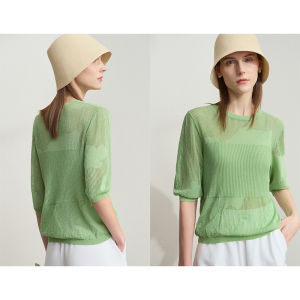 AMII | Round Neck Lightweight Short Sleeve Knitwear