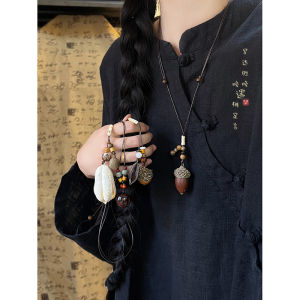 Long Sweater Chain Necklace Womens Style Fruit Theme Vintage Ethnic Fashion Jewelry Accessory for Skirts Zen Oak Forest System