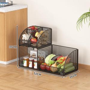 Kitchen Multi-Functional Storage Rack Stand Vegetable Fruit Basket Holder Small Cart Home Use Organization Tool Two Layers