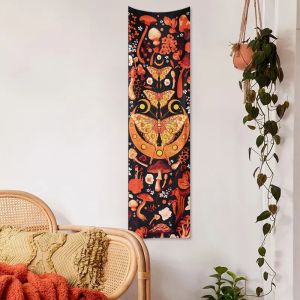 VIKAMA Bướm Đứng Đứng Chân Đế Hình Nấm Thảm Thiên Thanh Thoại Thẩm Mỹ Witchy Boho Treo Tường Cho Phòng Ngủ Hành Lang Indie Trang Trí Phòng Polyester