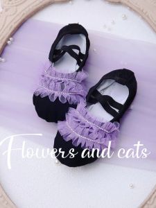 Elegant Lace Ballet Dance Shoes Soft Bottom Princess Childrens Ballet Special Girls Purple Dance Footwear for Teens