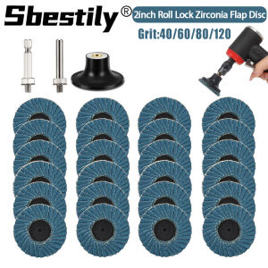 2inch Zirconia Mini Flap Disc Quick Change Sanding Discs Grit 40/60/80/ 120 with 1/4 Disc Pad Holder For Rotary Tool Die Grinder