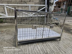 ONHAND 2×3×2 2doors 2brace stainless dog cage plastic pooptray