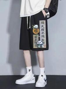 plus Size Mens Casual Shorts Summer Trendy Loose Sporty Extra Large 300 Pounds Five-Quarter Pants Straight Leg Mid-High Waist