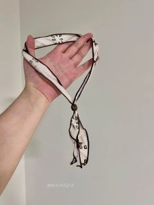 Unique Floral Print Silk Scarf Necklace Womens Drawstring Clavicle Chain Simple Elegance Accessory Non-Multi-layer Online Exclusive
