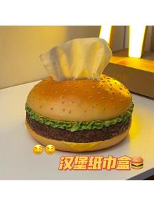 Hộp Đựng Khăn Giấy Hình Bánh Hamburger Phong Cách Mỹ Cổ Điển Trang Trí Phòng Khách Hộp Đựng Khăn Kéo Đồ Trang Trí Nhà Đồ Chơi Thú Vị