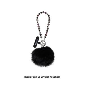 MASFEIL | Black Fox Fur Crystal Mini Anti-Loss Phone Charm