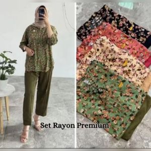 one set Wina baby doll setelan celana wanita dewasa bahan rayon premium motif bunga busui