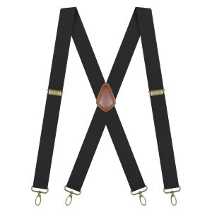 Suspenders for Men Heavy Duty X-Back Black Mens Suspenders 4 Hooks for Jeans 1.4 Inch Wide Elastic Work Suspenders Adjustable
