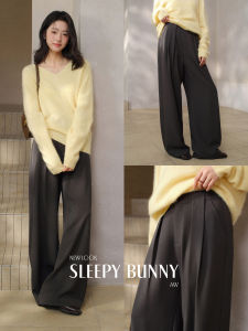 High-waist Folded Drape Straight Leg Loose Womens Trousers