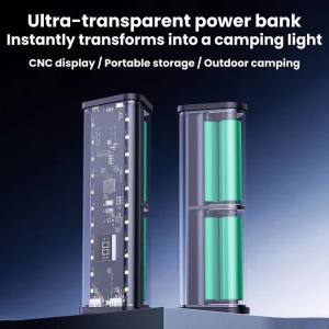 Aideepen | DIY 6*18650 Pin Power Bank Case Với Cổng USB Type-C Sạc Nhanh 225W Hộp Lưu Trữ Trong Suốt Cho Điện Thoại Và Máy Tính Bảng
