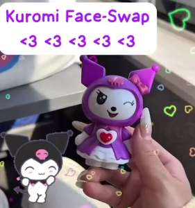 [ YM ACC ] Kuromi Lucu Wajah Berubah Mainan Tas Sekolah Gantungan Kunci Boneka Mainan Dekompresi Figur Boneka Kreatif Hadiah Keychain