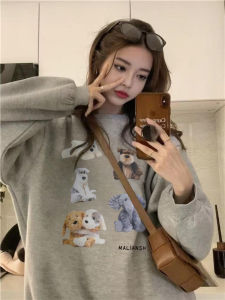 Pure Cotton American Retro Overhead Sweatshirt Womens Loose Design Sensation Small Crowd Trendy European Long Sleeve Top