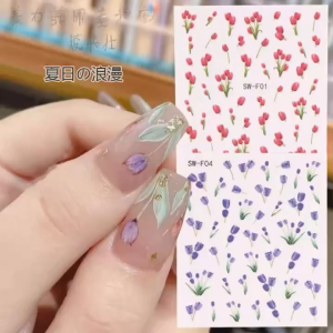 Decal Dán Móng Hoa Tulip SWF – Sticker Nail Nghệ Thuật Hàn Quốc Pastel Sang Trọng