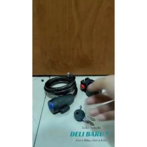 Deli baru Kunci Gembok spiral 8 mm panjang 900 mm kunci pengaman plus dudukan sepeda
