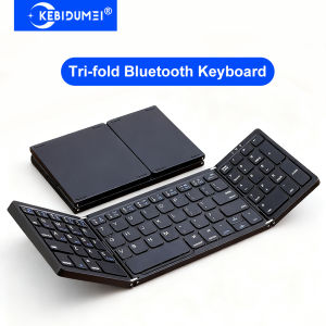 Kebidumei | Tri-Fold Bluetooth Keyboard Portable Mini Keyboard Rechargeable Keyboard Mute Wireless Keyboard For Laptop Windows Android IOS