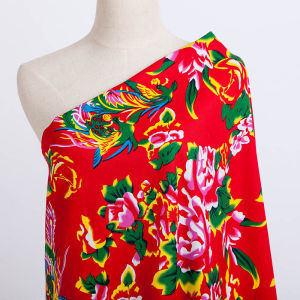 Northeast Dahua Cotton Fabric Phoenix Peony Ethnic Clothing Twill Fabric TJ22218