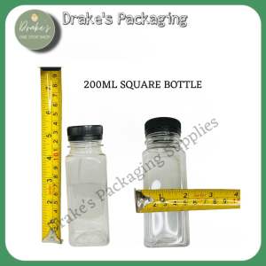 SQUARE BOTTLES BLACK CAP 200ML | 250ML | 300Ml | 350ML | 500ML SOLD PER PIECE BY Drakes packaging Supplies