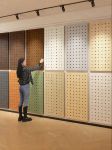 BEIQIVI | No-Drilling Wooden Pegboard Display Shelf